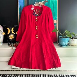 Vintage Jackie‎ K. Red ladies size 9/10 dress with shoulder pads
